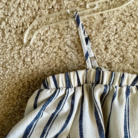 NAVY/WHITE BELL SLEEVE / OFF THE SHOULDER / BLOUSE - Picture 6 of 11